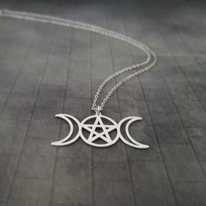 Triple Moon Pentagram Necklace