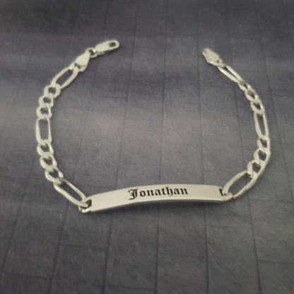 Personalized Engraved Name Figaro Bracelet