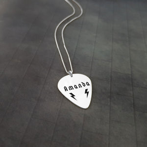 Lightnings Guitar Pick Name Necklace