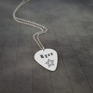 Pentagram Guitar Pick Name Necklace