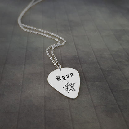 Pentagram Guitar Pick Name Necklace