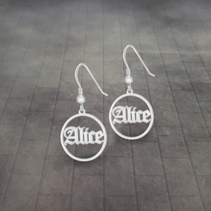 Old English Name Dangle Earring