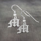 Old English Initial Dangle Earring