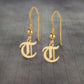 Old English Initial Dangle Earring