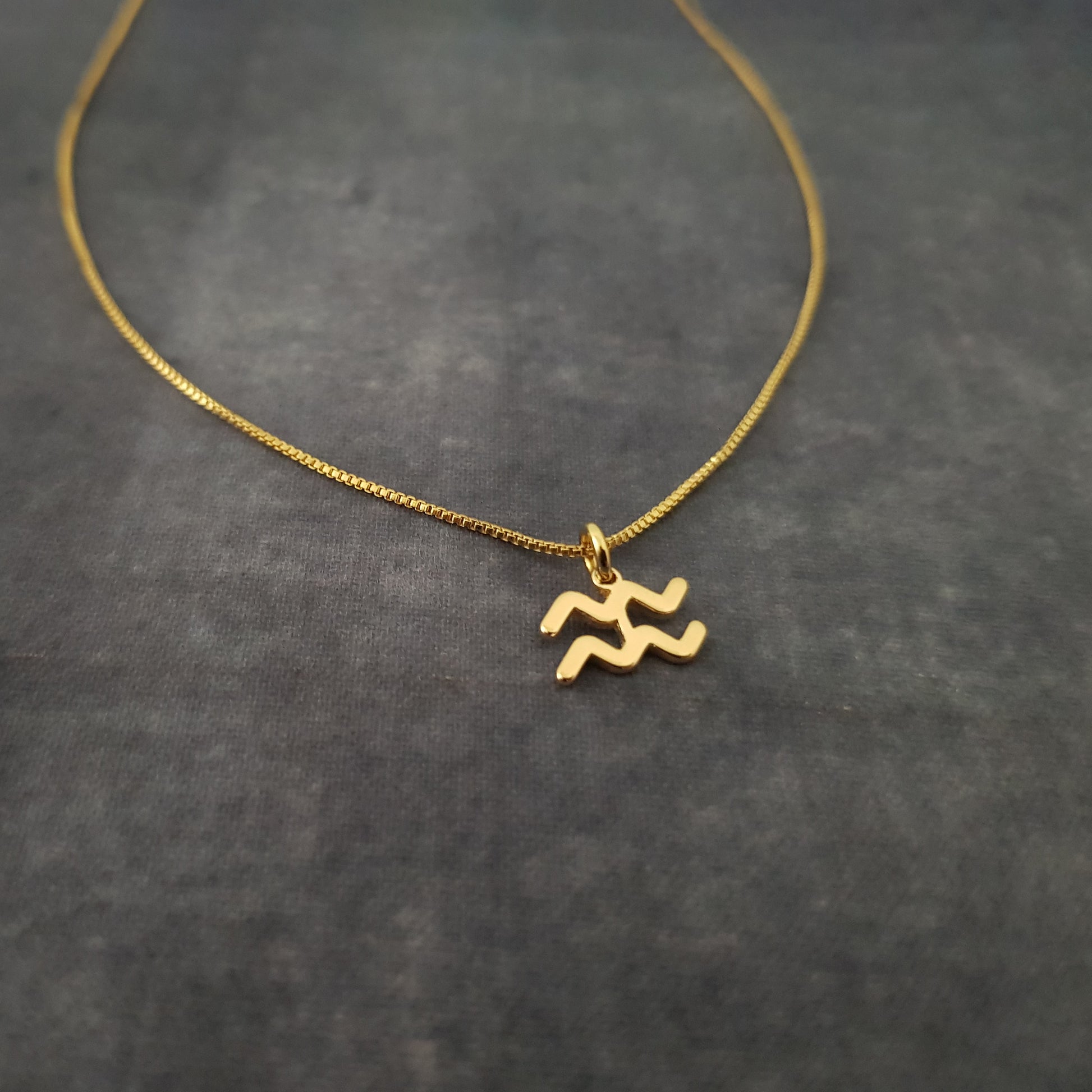 a gold necklace with a zodiac sign on it