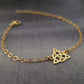 a gold bracelet with a celtic knot on it