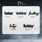 a set of four font styles on a white background