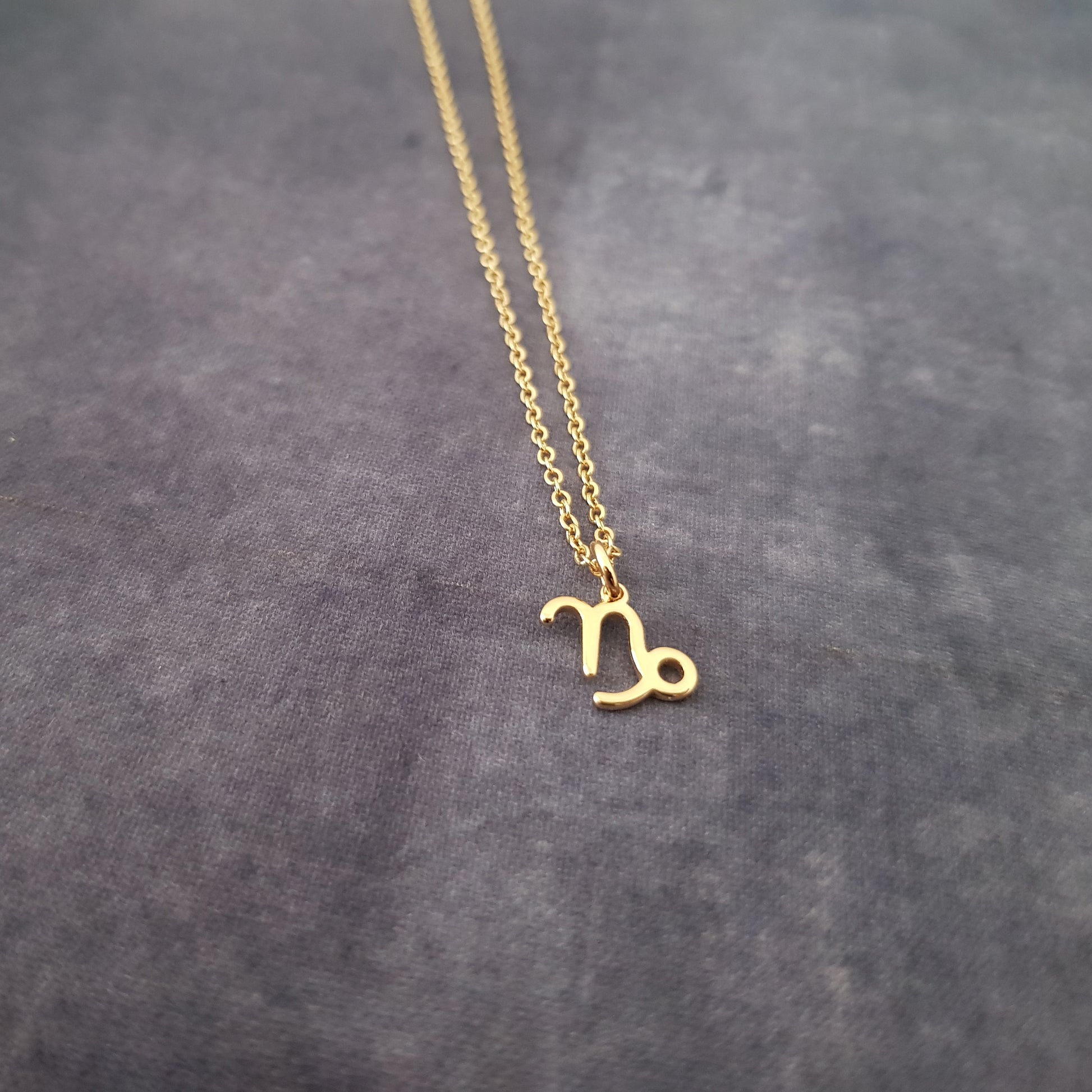 a gold necklace with the letter n on it