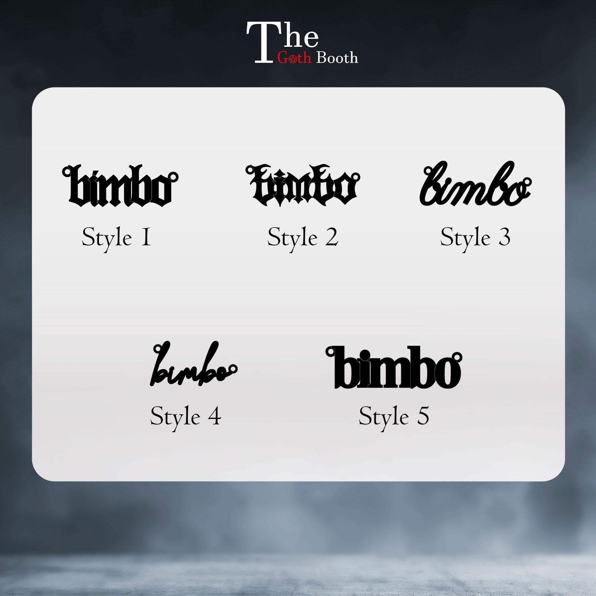 a set of four different styles of font