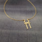 a gold necklace with an egyptian symbol on it