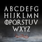 a gothic font with a black background