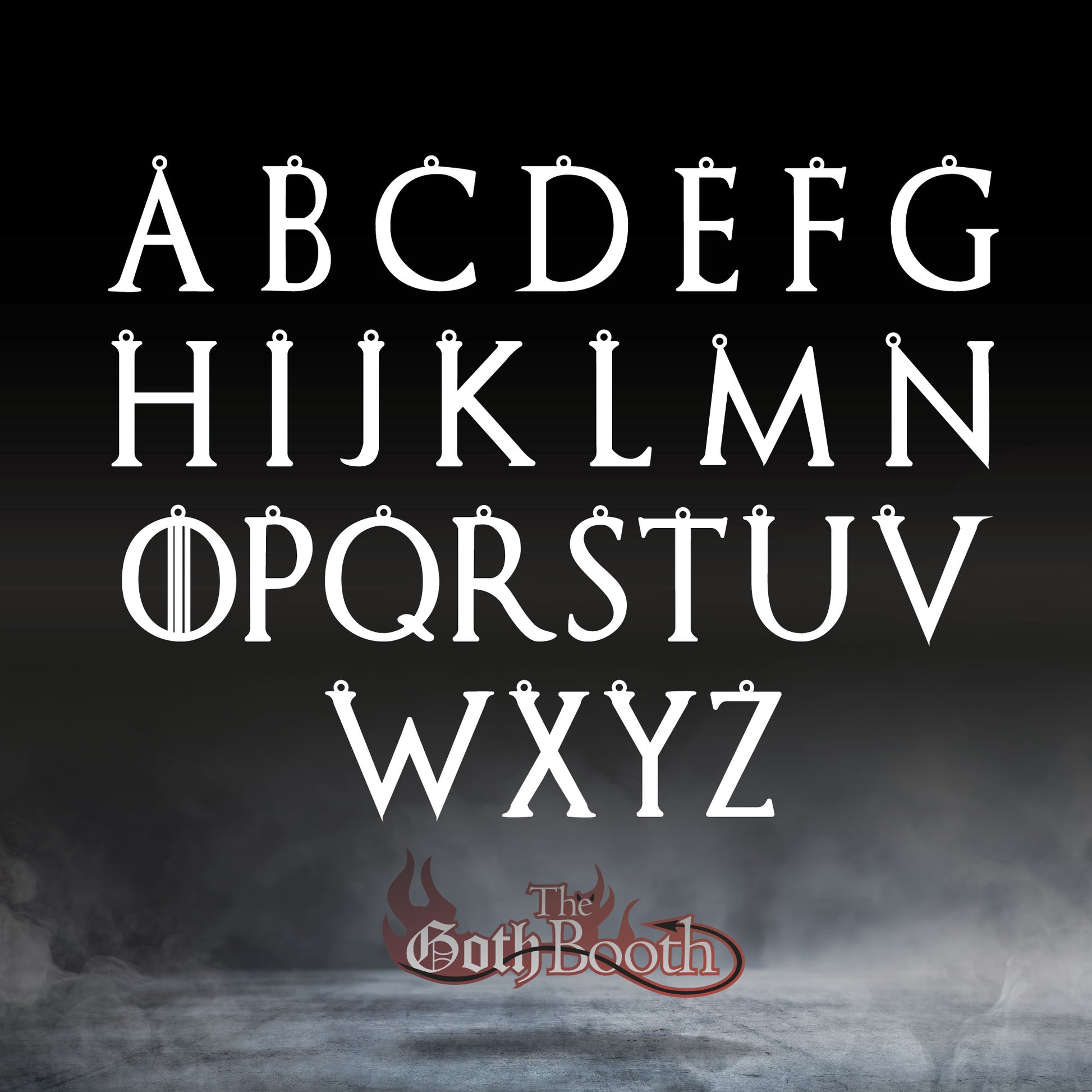 a gothic font with a black background