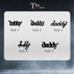 a set of four font styles for a logo