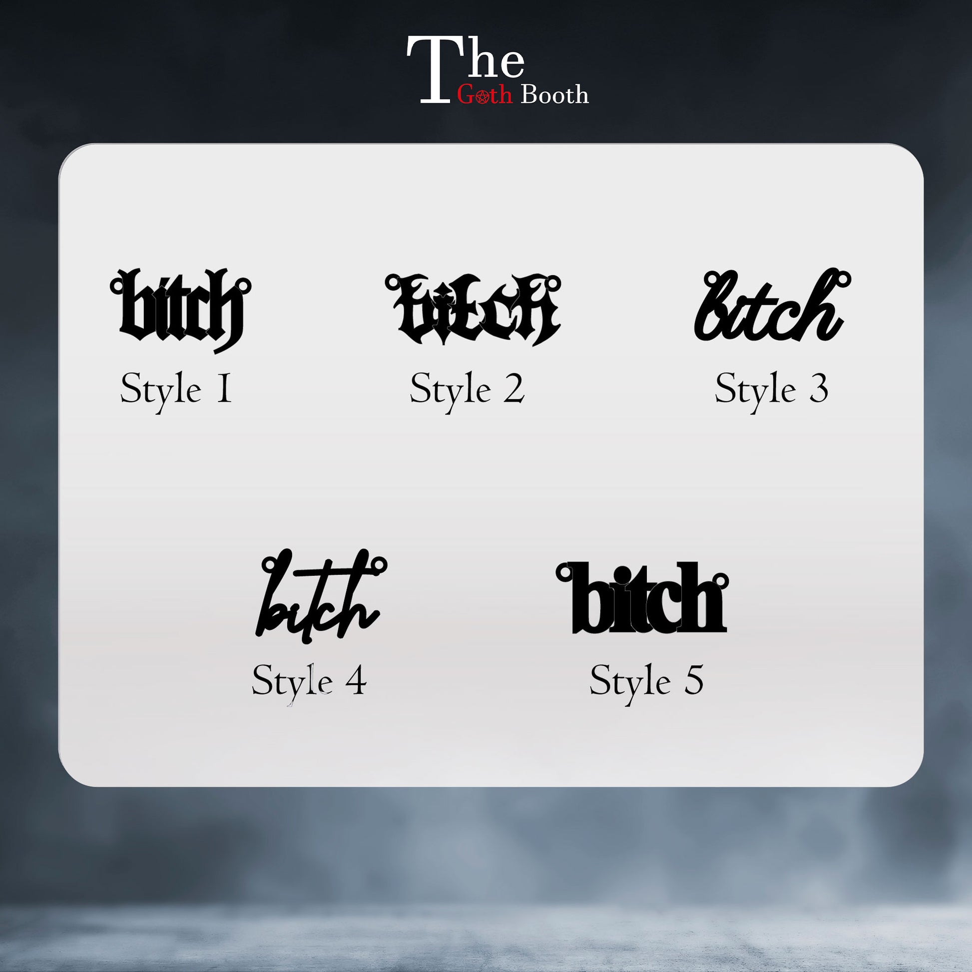 the gothic font styles for each type of font