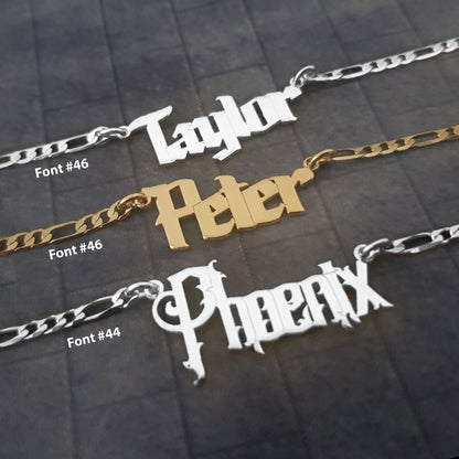 The goth Booth - Name Necklace For Men With Figaro Chain