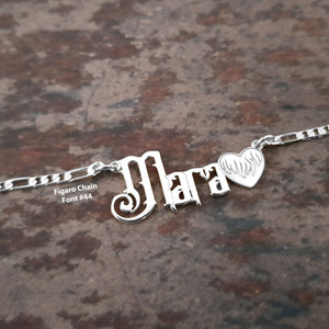 The goth Booth - Gothic Name Necklace With Heart