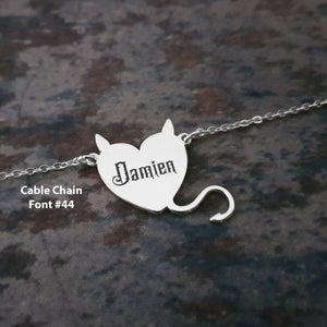 The goth Booth - Heart With Horns Name Necklace