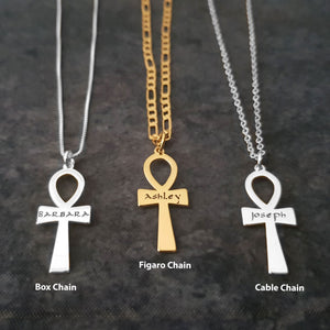 The goth Booth - Engraved Cross Name Necklace